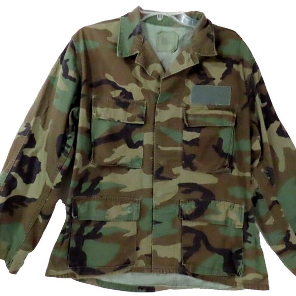 Vintage USMC Military Woodland Camouflage Shirt Jacket Size M Reg Combat Jungle - Picture 1 of 11